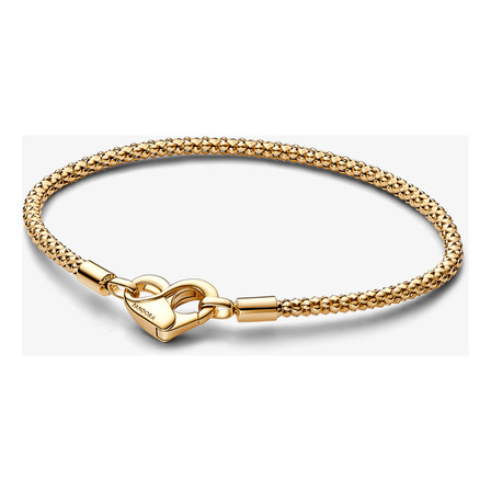 Bracelete De Ouro Maleável E Fecho De Coração Pandora Bracelete De Ouro Maleável E Fecho De Coração Pandora