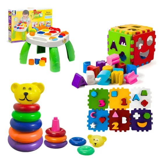Kit 3 Brinquedo Educativo Mesa Didática Atividades Infantil