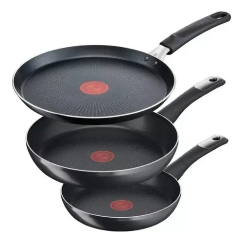 Jgo Sartenes 20/24 + Crepera 25 Hard Titanium T-fal C3829182 Color Negro