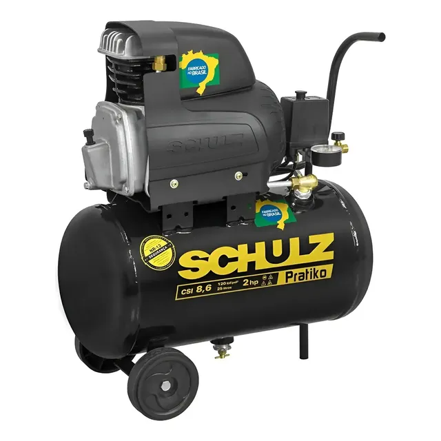 Compressor De Ar 25 Litros 8,6 Pés 120 Libra 110v Schulz Preto...