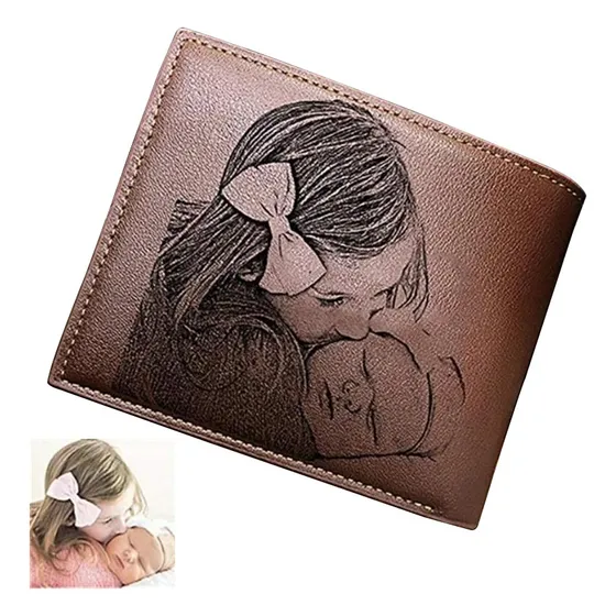 Cartera De Cuero Personalizada Con Grabado De Foto P/hombre