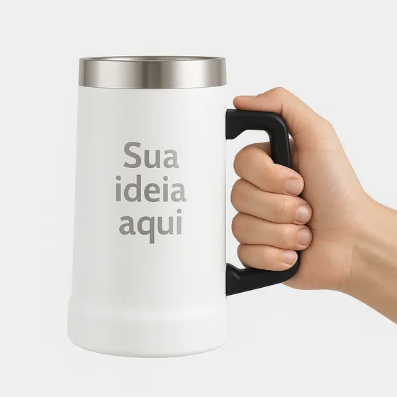 Caneca Térmica De Chopp Em Inox 500ml Personalizado A Laser