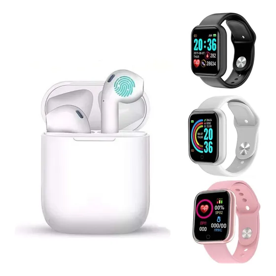 Relógio Smartwatch D20 Y68 + Fone De Ouvido Sem Fio I11