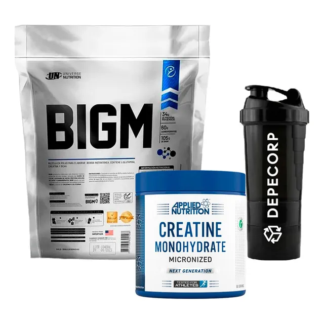 Pack Bigm 3kg + Creatina Applied Nutrition 250gr+ Shaker