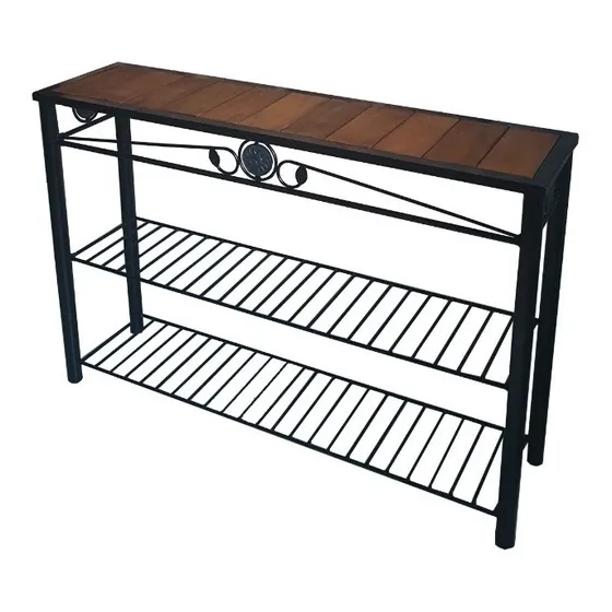 Mesa Tv Led 120x30x80cm Hierro Madera Deck Rustico Forjado