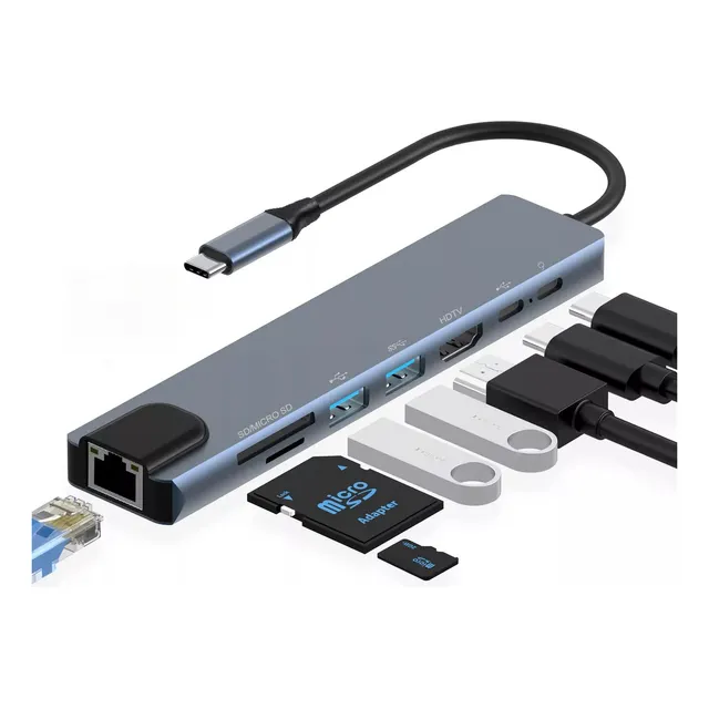 Hub Usb C 8 En 1 Adaptador Multipuerto Para Macbook ProiPad