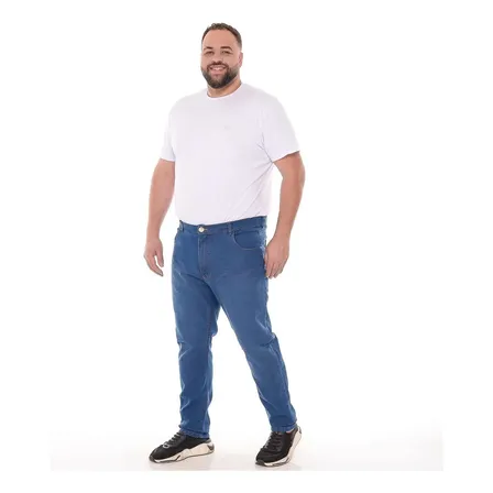 Calça Masculina Jeans Plus Com Lycra Confort 50 Ao 60