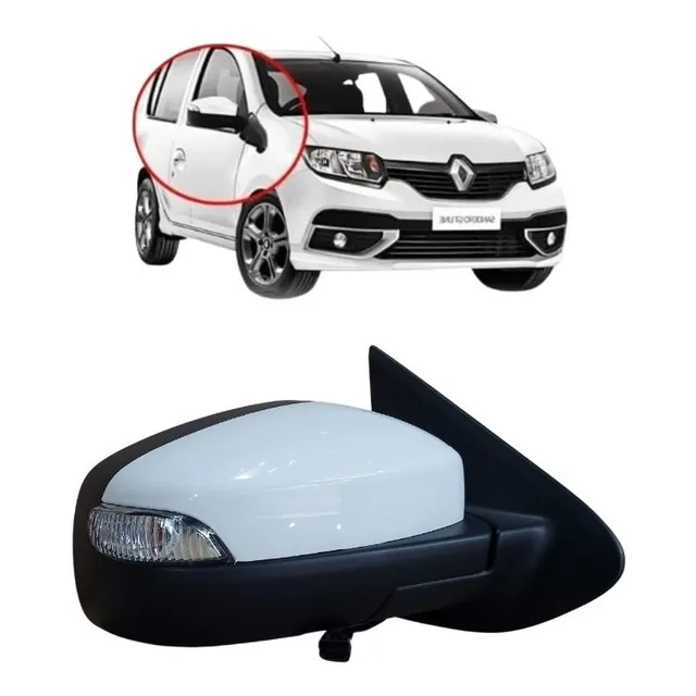 Retrovisor Renault Sandero Logan 2020 Original Seta Branco 