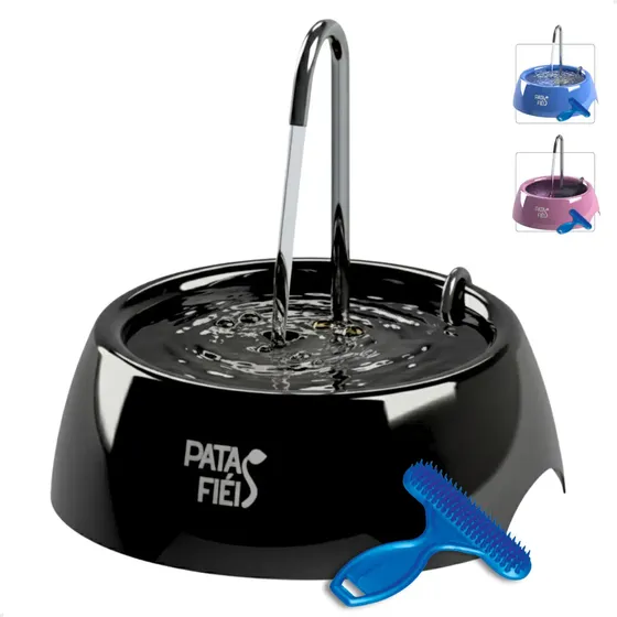 Fonte Gato Bebedouro Pet 600ml Bivolt USB - Patas Fiéis Cor Preto