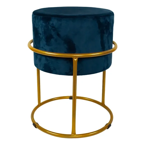 Puff Argola Resistente Confortável Luxo Aço Dourado Veludo 