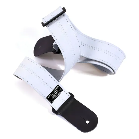Correia Em Couro Legítimo Para Baixo, Guitarra, Violão Ibox Cor Branco