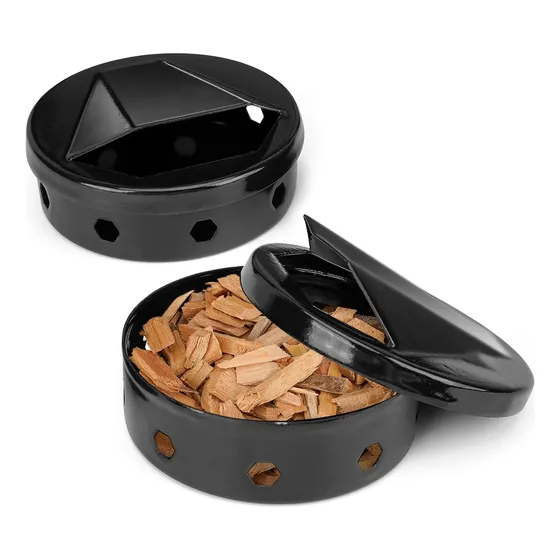 Caja Ahumadora +brasas Packx2 P/chip Madera Pellet Inox Ø8cm