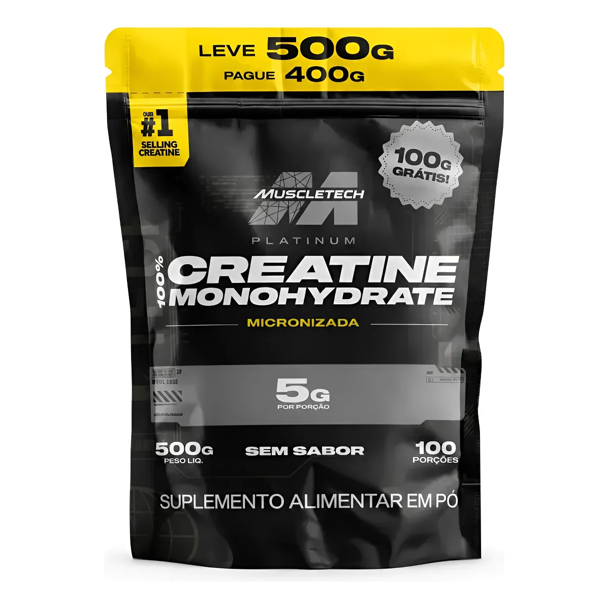 Creatina Platinum Muscletech Refil 500g Sem Sabor Sem Sabor Creatina Platinum Muscletech Refil 500g Sem Sabor Sem Sabor