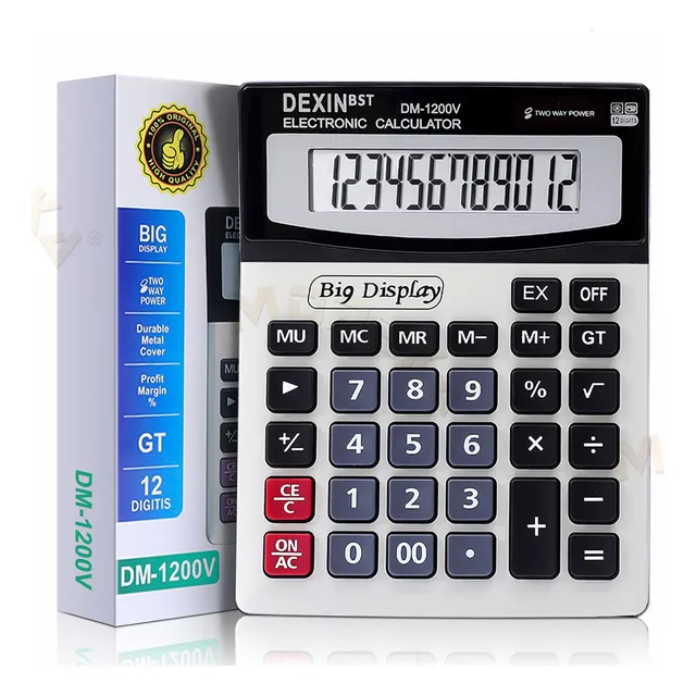 Calculadora Escritorio 12 Dígito Lcd Grande Botones Grandes Negro