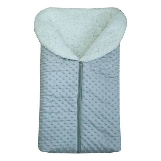 Saco De Dormir Casulo De Bebê Com Zíper Soft Bolha E Sherpa Cor Cinza
