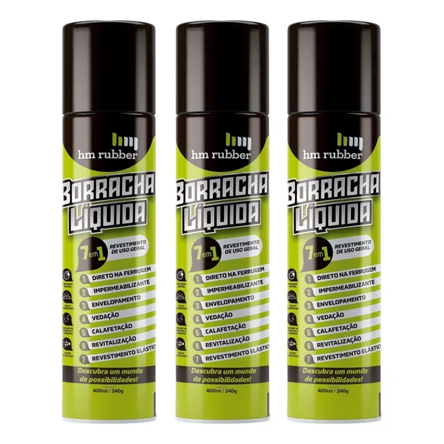 Borracha Líquida Impermeável Preta Aerossol Spray 3 Unidades