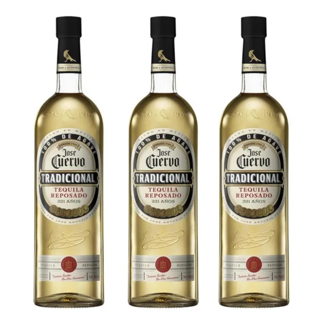 Paquete De 3 Tequila Jose Cuervo Tradicional Reposado 950 Ml
