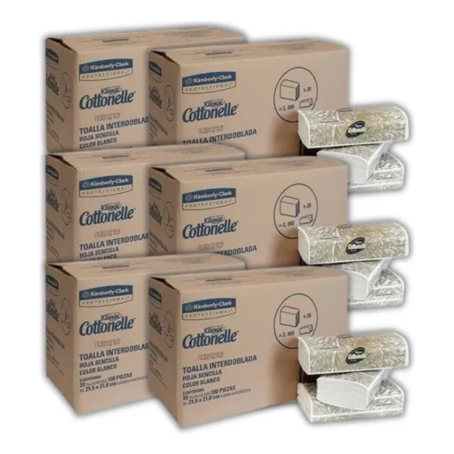 6 Cajas De Toalla Interdoblada Kleenex Cottonelle 92230