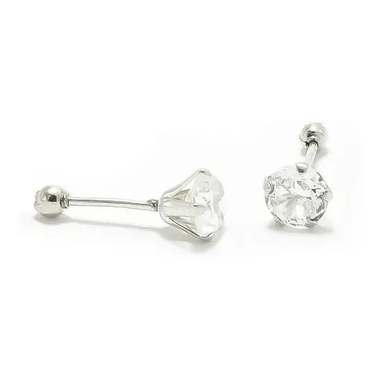 Broqueles Zirconia Mini Bebé Bolita Plata Pura .925 Aretes