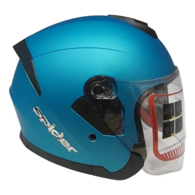 Casco Semi Integral Doble Visor Spider Azul Matte Codigo 45