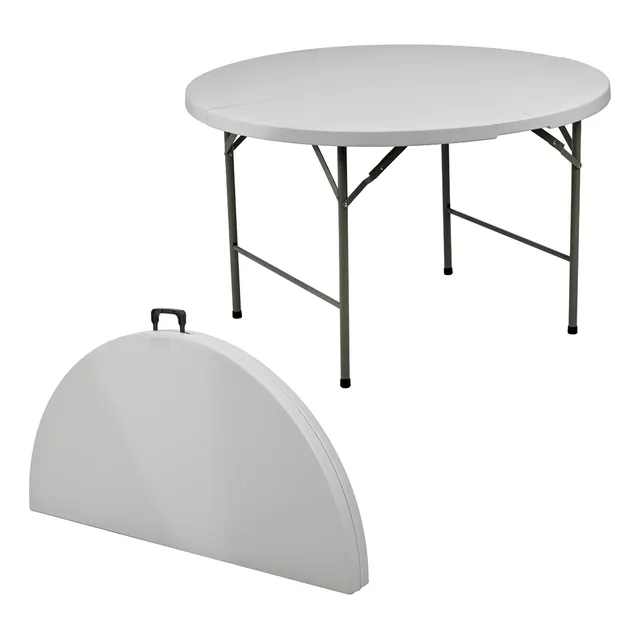 Mesa Tablon Plegable Jardin Exterior Portatil Redonda 122cm Color Gris