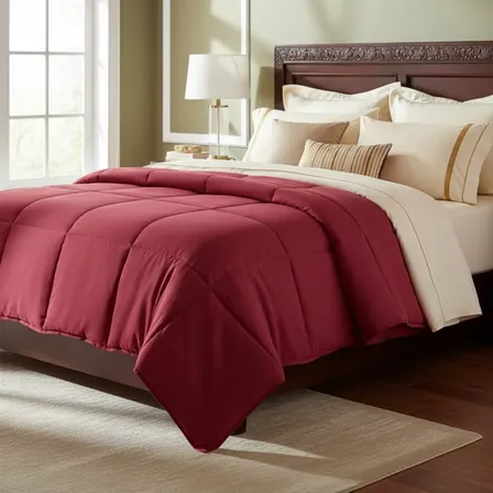 Edredom Queen Size Dupla Face Micro Percal 400 Fios Macio Marsala Liso