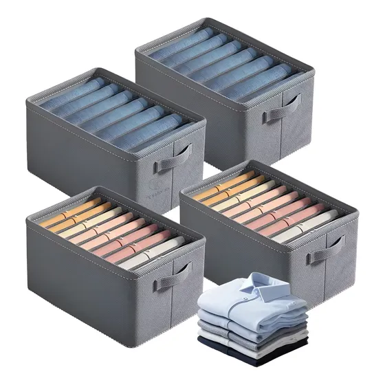 4pzs Organizador De Ropa De Armario Para Jeans Con Gris