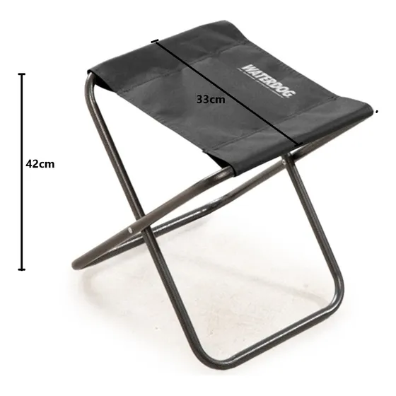 Banquito Plano Plegable Waterdog 30cm Camping Playa Banqueta Color Negro