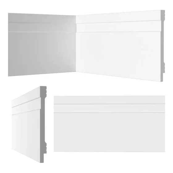 Rodapé 10cm C/ Passa Fio Á Prova D'água Frisado Kit C/ 20