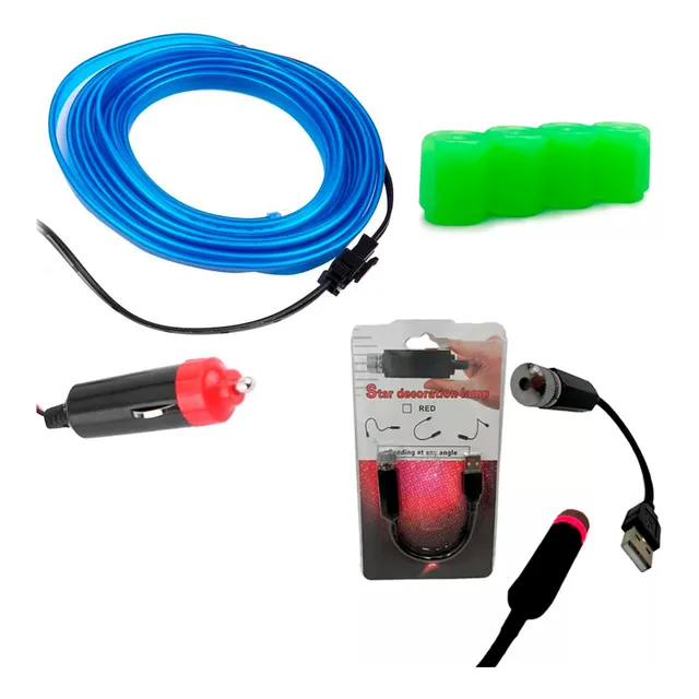 Mini Laser Usb + Led Para Auto + Tapa Válvula Autos Tunning