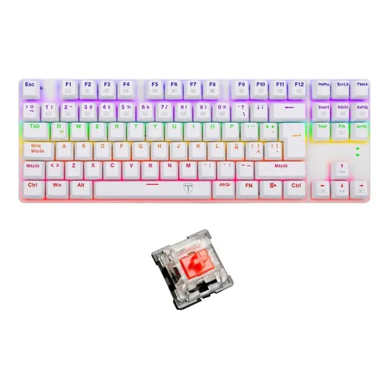 Teclado Mecánico Gamer T-dagger Bora White Rainbow T-tgk313w Idioma Español | Cuotas sin interés