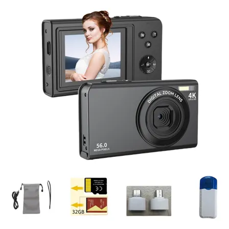 Cámara Digital 4k 56mp Autoenfoque Flitros Webcam Foto Video Negro
