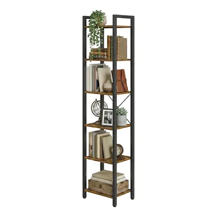 Estante, 6 Prateleiras, 40x30x187,5cm Industrial Marrom rústico e preto