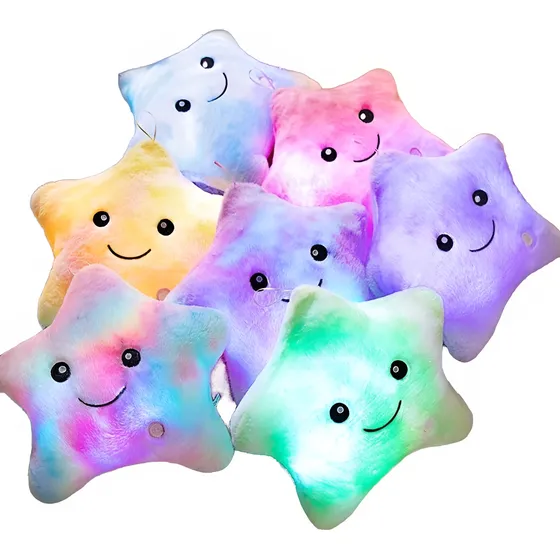 Cojin Almohada Estrella Peluche Con Luces Led Colores Felpa