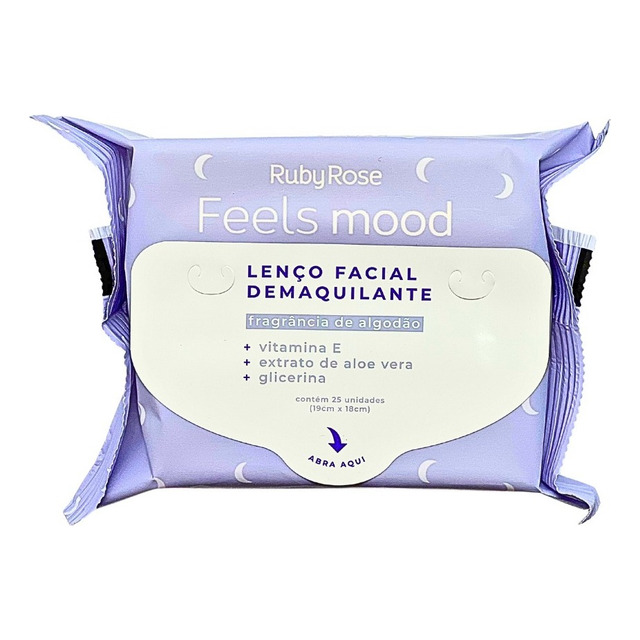 Lenço Demaquilante Facial Vitamina E Feels Mood Ruby Rose Lenço Demaquilante Facial Vitamina E Feels Mood Ruby Rose