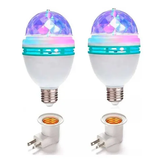 Set Juego 2 Lamparas Adaptadores Luz Colores Fiesta Boliche