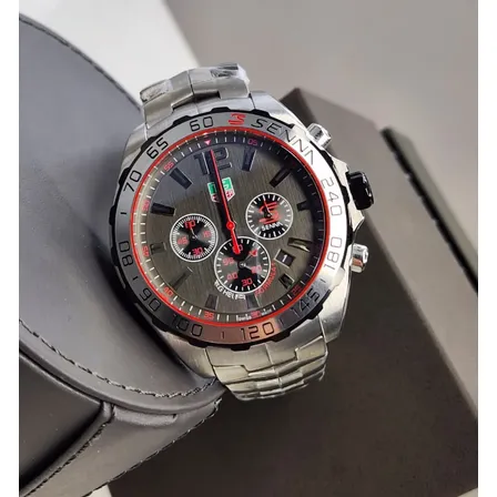 Relógio Tag Heuer Senna Masculino Aço Dobrável Prata Prata Cinza-escuro