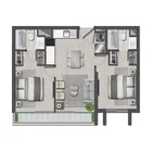2 dormitorios  |  2 baños