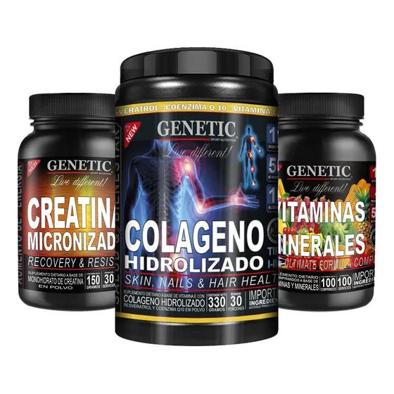 Colágeno Hidrol Vitaminas Minerales Creatina Micron Genetic