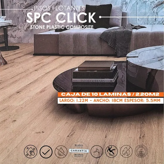 Pisos Vinil Flotante Spc Click Alto Trafico Comercial 5.5 Mm
