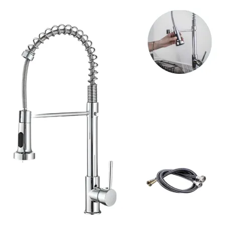 Llave Monomando Lavaplatos Cocina Grifo Flexible Plateado Plateado