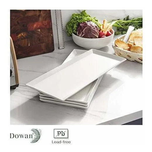Plato Largo Para Servir 14.5 Rectangular Blanco Apto 4