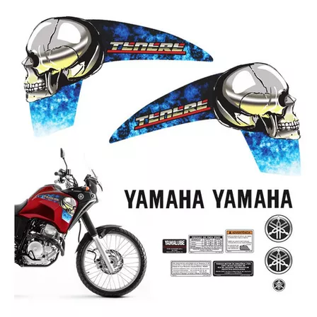 Adesivos Tenere 2013 Yamaha + Faixa Tanque Caveira Azul Gelo