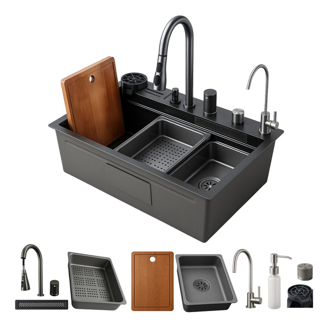 Pia Cuba Inox 80x46cm Gourmet Multifuncional Com Acessórios