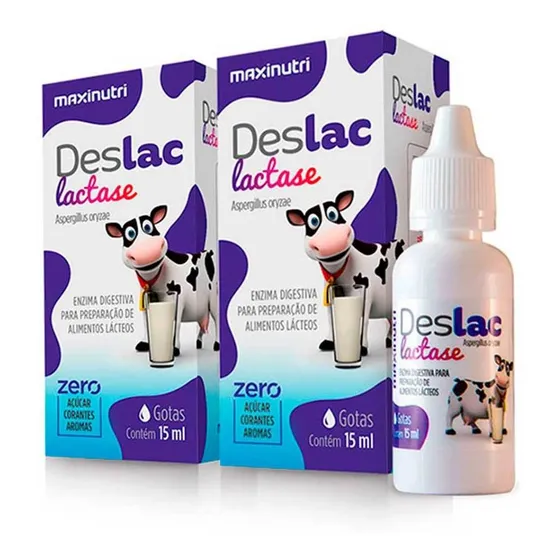 Kit 2 Deslac Enzima Lactase Quebra De Lactose Gotas 15ml