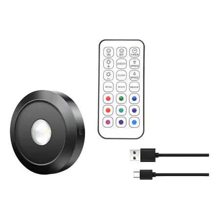 Rgb Spots Led Usb-c Com Controle Remoto Luminária 12cores 5v Luz Branca/luz Amarela