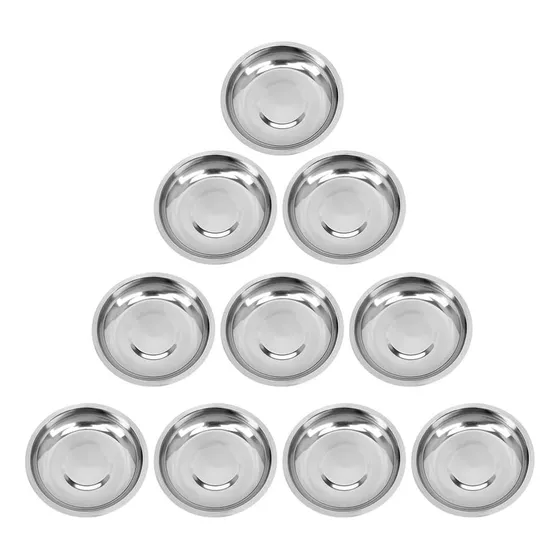 Hemoton 10pcs Platos De Salsa De Acero Inoxidable Tazones Pe