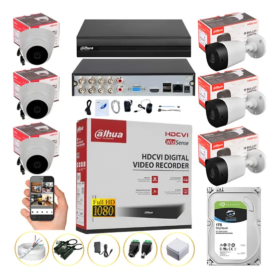 Cámaras Seguridad Kit 1080p Dahua Dvr 8ch + 6 Cám + Disco