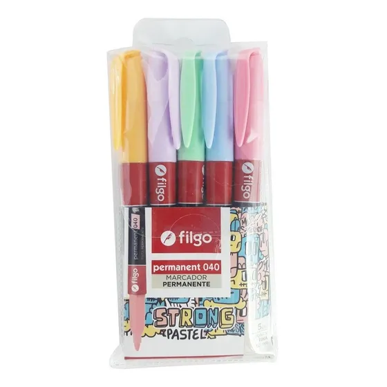 Marcador Permanente Filgo Strong Pastel 040 Fino X 5 Delmy