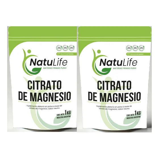Citrato De Magnesio En Polvo Puro X 1 Kg Combo X 2 Unidades
